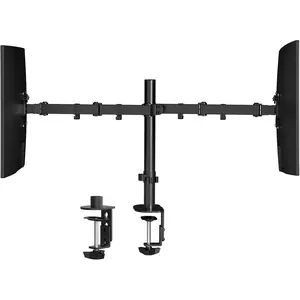 Sturdy Synthetic Dual 2-Monitor Office Desk Mount, Heavy-Duty Adjustable Dual Arm with C-Clamp, Holds up to 22 lbs for Screens up to 38in with Height Adjustment, Tilt & Swivel Rotation
