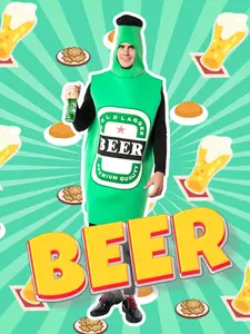Beer Bottle Halloween Costume Adult Lightweight Drink Outfits Carnival Easter Purim Fancy Dress