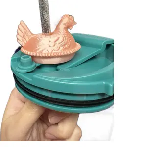 3D printed hen on a nest straw topper