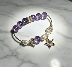 Mixed Natural Crystal Gold Bracelet, Handmade Spiritual Energy Bangle, Healing Gemstone Jewelry for Daily Wear, Dating & Party, Mysterious Elegant Wrist Accessory