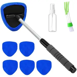 Handheld Inside Windshield Wiper, Streak-Free Rubber Blade for Car Glass & Tabletop, Quick-Drying Small-Area Cleaning Tool (Blue)