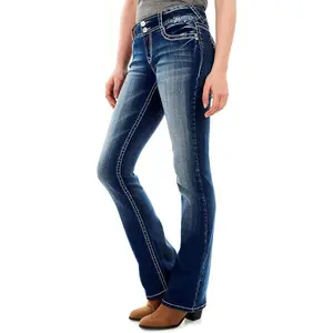Luscious Curvy Bootcut Jeans for Women Mid-Rise Stretch Denim in Petite, Midsize, Plus Size, Juniors Jeans