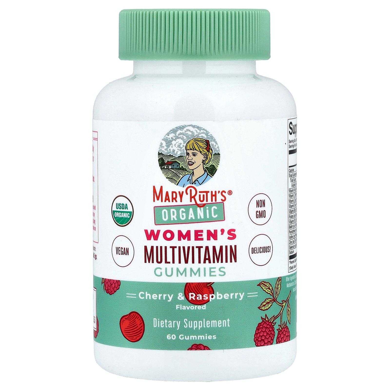 MaryRuth's Organic Women's Multivitamin Gummies, Cherry & Raspberry, 60 Gummies