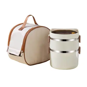 Thermal Lunch Box, 2 Separate Stackable Lunch Container for Adult Kids Men Women,Stainless Steel Thermal Compartment