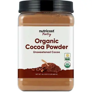 Nutricost Pantry Organic Cocoa Powder (1.5 Pounds Per Bottle) Non GMO, Gluten Free, Vegan, Baking Powder
