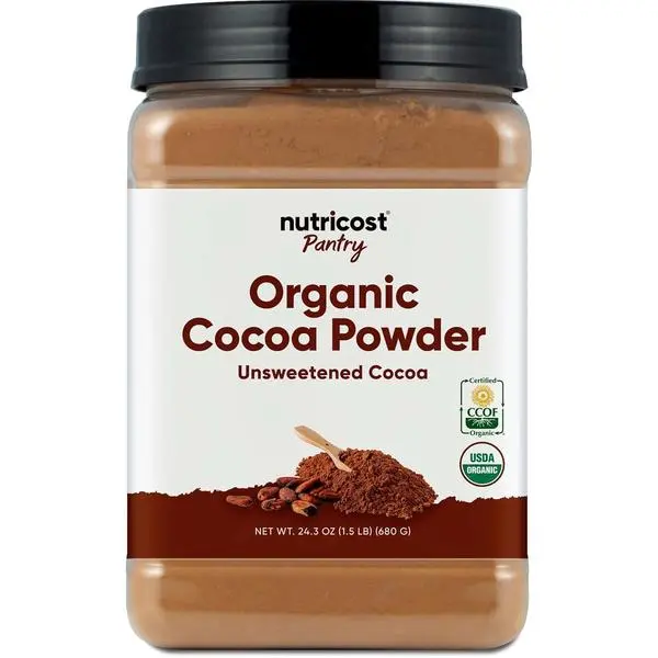 Nutricost Pantry Organic Cocoa Powder (1.5 Pounds Per Bottle) Non GMO, Gluten Free, Vegan, Baking Powder