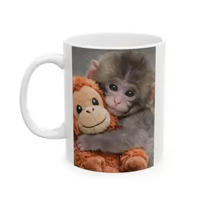 Punch Monkey Inspired Mug, Punch the Monkey, Plush Toy Cup, Accent Coffee Mug 11oz