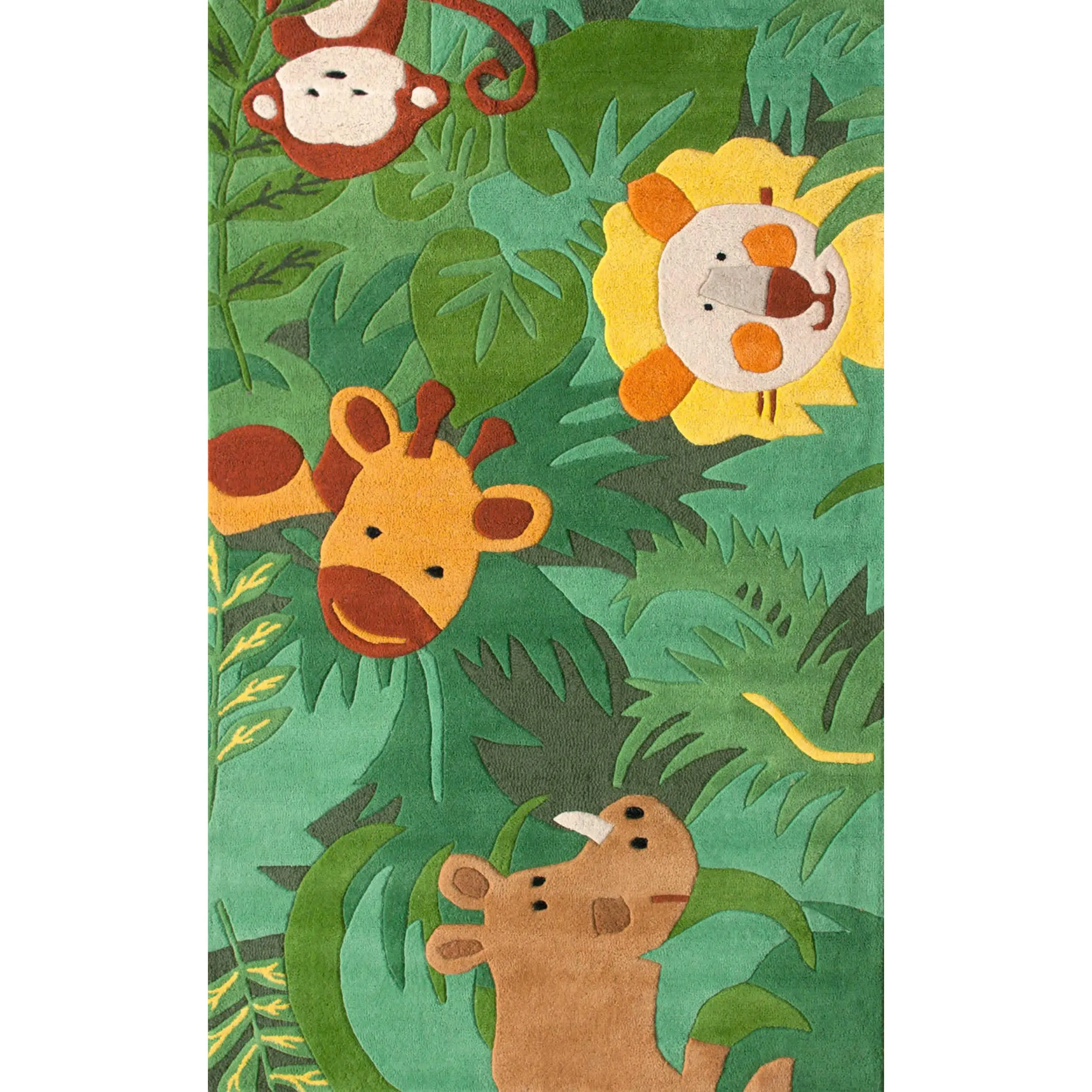 Hand Tufted Animal Kingdom Style Indoor Area Rug, Cartoon Animal Print King of the Jungle Carpet, Indoor Area Rugs, Animal Kingdom Style Area Rugs