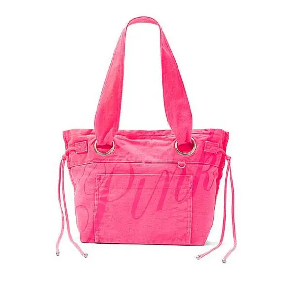 PINK Canvas Flat-Bottom Tote Bag