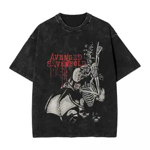 Vintage men's and women's tops, street style printed T-shirts, Avenged Sevenfold T-shirts, hip-hop style washed T-shirts