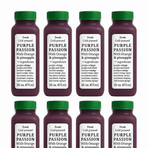 Purple Passion Juice with Pineapple and Orange 16 oz Cold Pressed Fresh Beverage Fruit Drink Vegan Organic Cholesterol Free