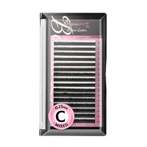 Beauty7 Mixed Under Lash Volume Individual False Eyelash Extension Tray Matte C Curl 0.15mm Thickness 5/6/7mm Length