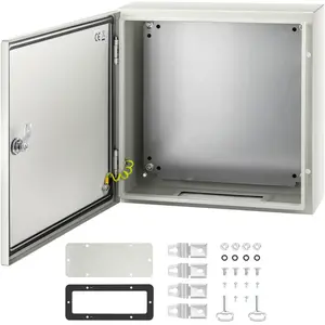 【fathersdaygift】VEVOR NEMA Steel Enclosure, 16 x 16 x 6\'\' NEMA 4X Steel Electrical Box, IP66 Waterproof & Dustproof, Outdoor/Indoor Electrical Junction Box, with Mounting Plate, Lock Box