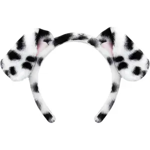 Dog Ears Headband Fluffy Puppy Cosplay Costume Headwear Animals Ears Headband Plush Dalmatian Hair Hoop for Halloween