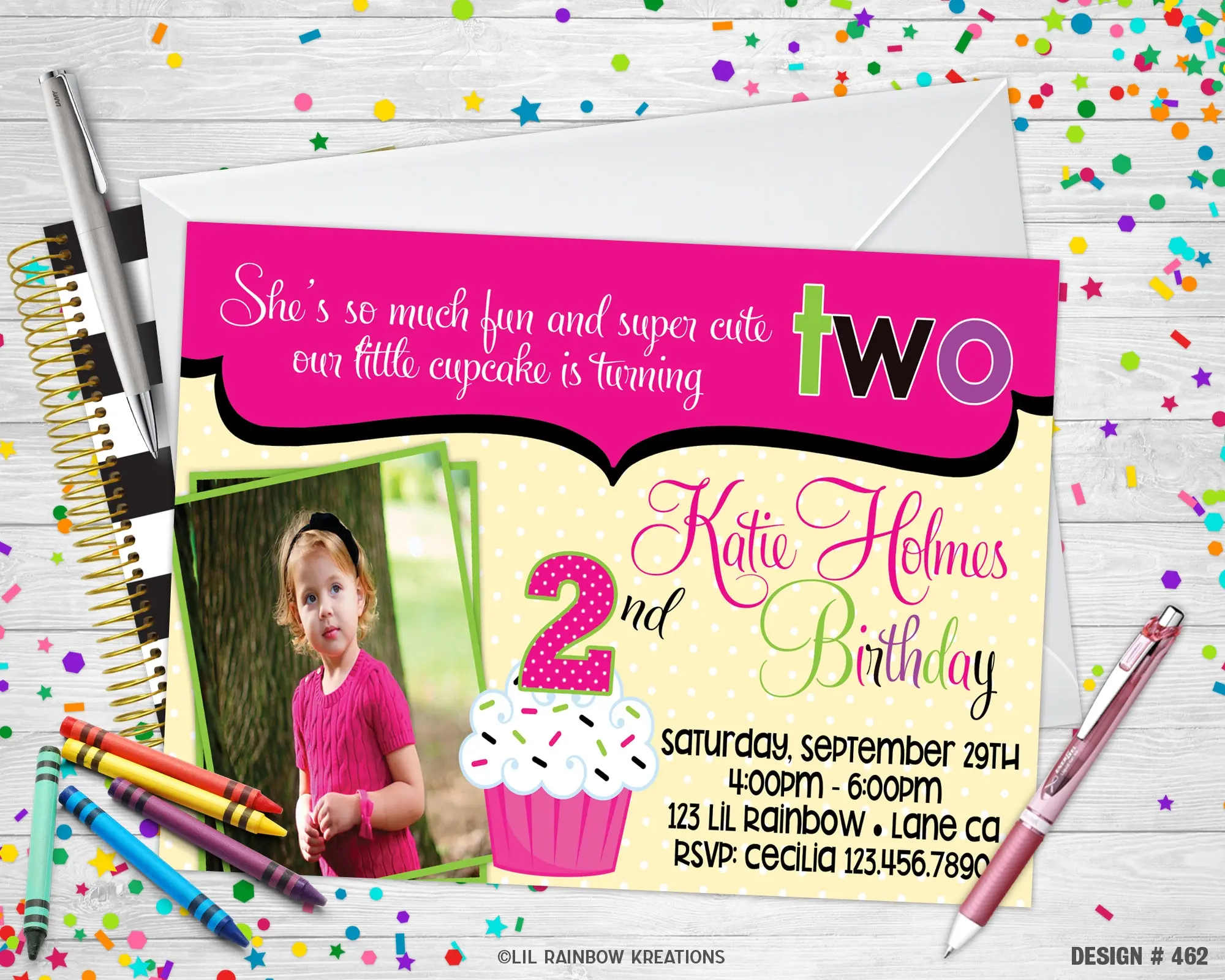 462 | Cupcakes Party Invitation & Thank You Card