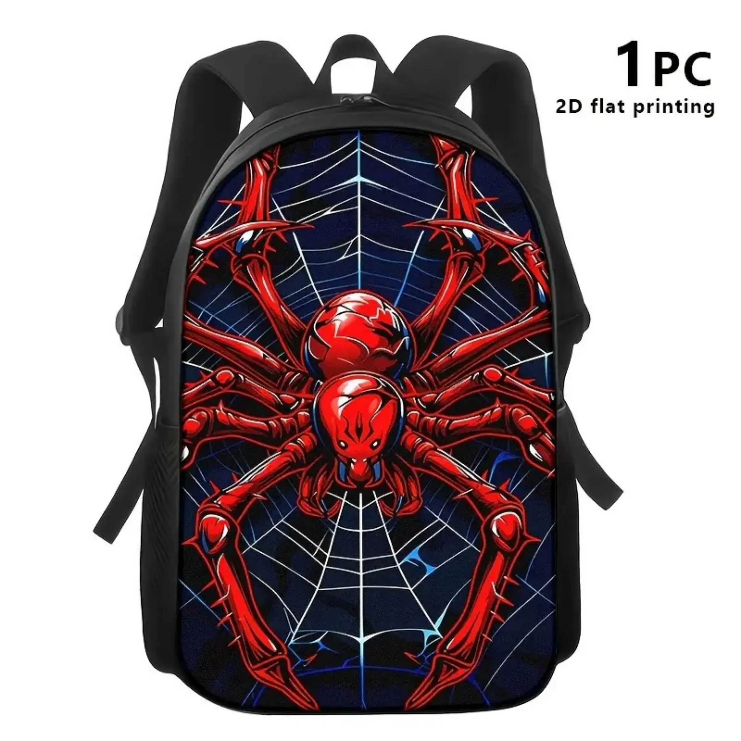 1pc/3pcs Backpack Set, Shoulder Bag, Pouch with Red Spider/Web 2D Print; Dark Sci-Fi Style#backto school#Backpack set#school gifts, 17in Bookpack