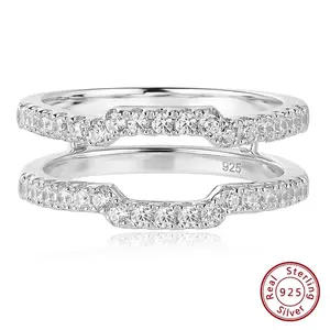 925 Silver Jewelry Wedding Rings Enhancers for Women Square Hollow Guard Band AAAAA CZ Anniversary Gift#Love Story#Love Story #Love Story