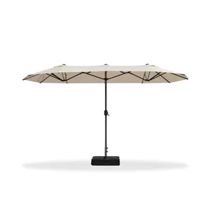 PURPLE LEAF 13 ft Table Umbrella Double Sided Rectangular Patio Market Umbrella with Base