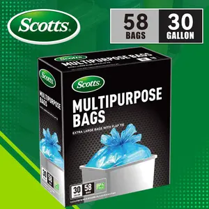 Scotts 58 Bags of 30 Gallon Boxed Disposable Non-Rip Blue Large Garbage Bags for Large Kitchen Trash Cans, Super 113.5 Liter Industrial, Garden, Home, Commercial Multi-Purpose Cleaning Supplies - Durable, Leak-Proof, Easy to Use Trash Bags