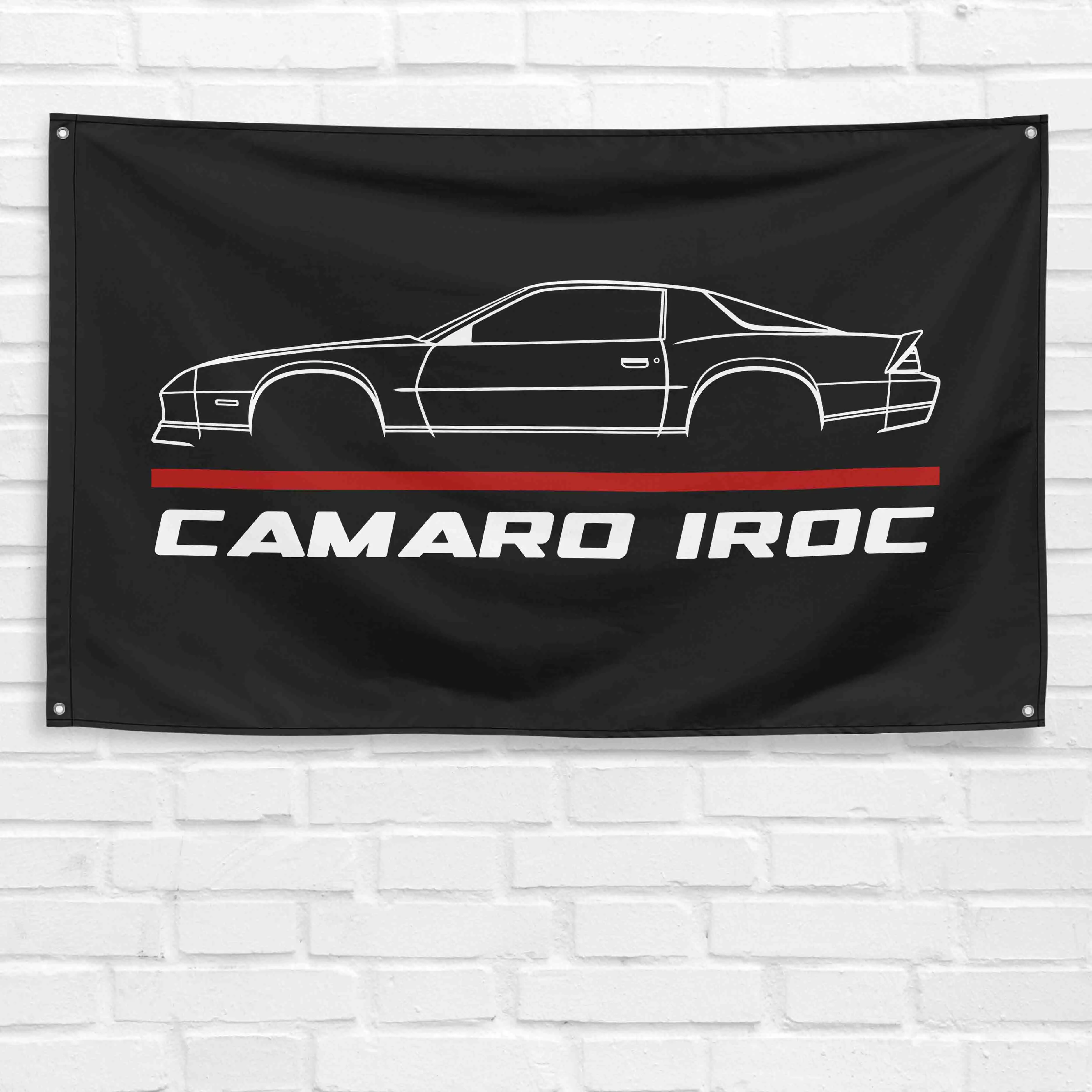 1986 Camaro IROC Decorative Polyester Car Flag - 3x5 ft Grommeted, Durable, Lightweight Hanging Flag with Bold Colors, Indoor Garage Wall Decor, Festive Birthday Gift Banner