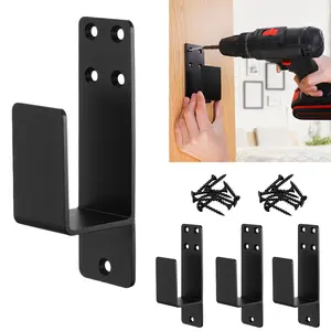 4pcs Door Barricade Bar Holder Brackets, Heavy Duty U Shaped Carbon Steel, For Home Barn Shed Garage Gate Security, Prevent Unauthorized Entry