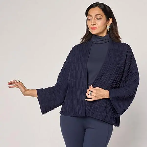 MarlaWynne WynneCollection Textured Open-Front Sweater Jacket