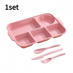 1set 12.5 Inch Large Serving Tray, Wheat Straw Cutlery, Wheat Straw Tableware, Lightweight Reusable Lunch Tray, Easy Clean, Microwave & Dishwasher Safe