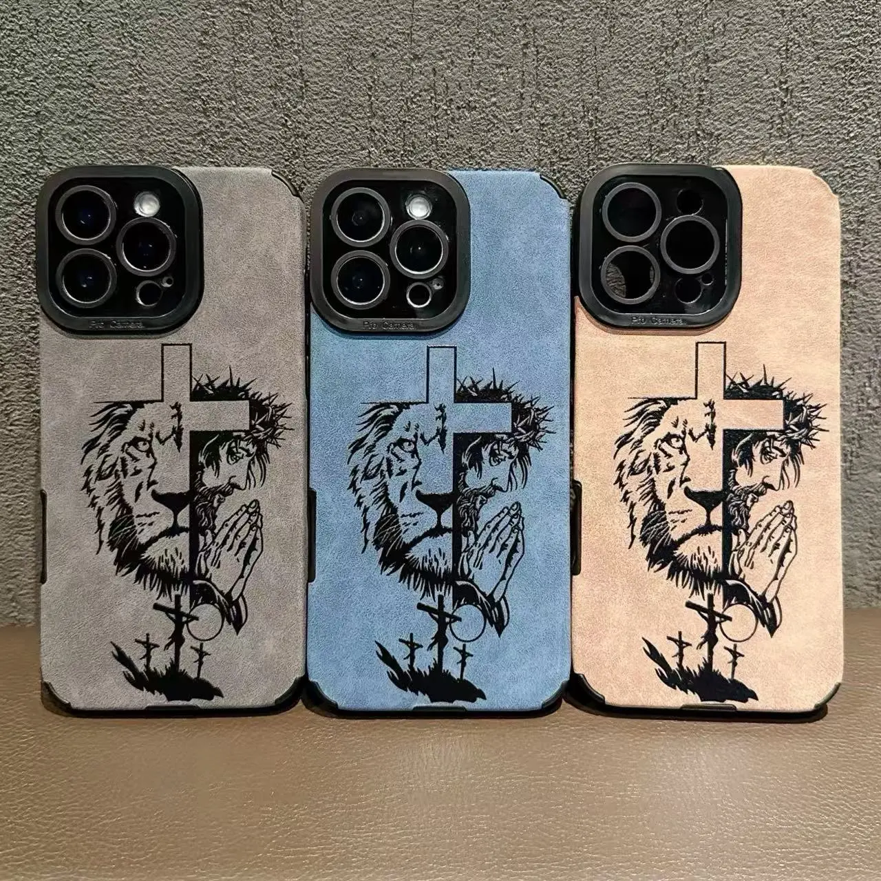 Jesus cross pattern leather mobile phone case, anti-fall winter leather mobile phone case, suitable for iPhone17, 16, 15, 14, 13, 12, 11promax, Christmas gift, sturdy mobile phone case
