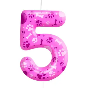 Number 5    Paw Birthday Candles Cake Topper Numeral Birthday Candles for Boy Girl  Paw Decoration (Number 5, ,)
