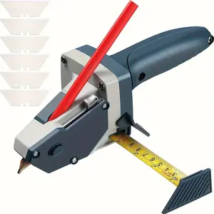 Professional Multi-Material Cutter Kit - Aluminum Alloy & TPR Construction, Easy-Glide Precision Blade, Dust-Free Cutting, 196.85in Tape Measure for Drywall, Wood Plastic Board Marking & Straight-Line Cutting - DIY Home Supplies Tools