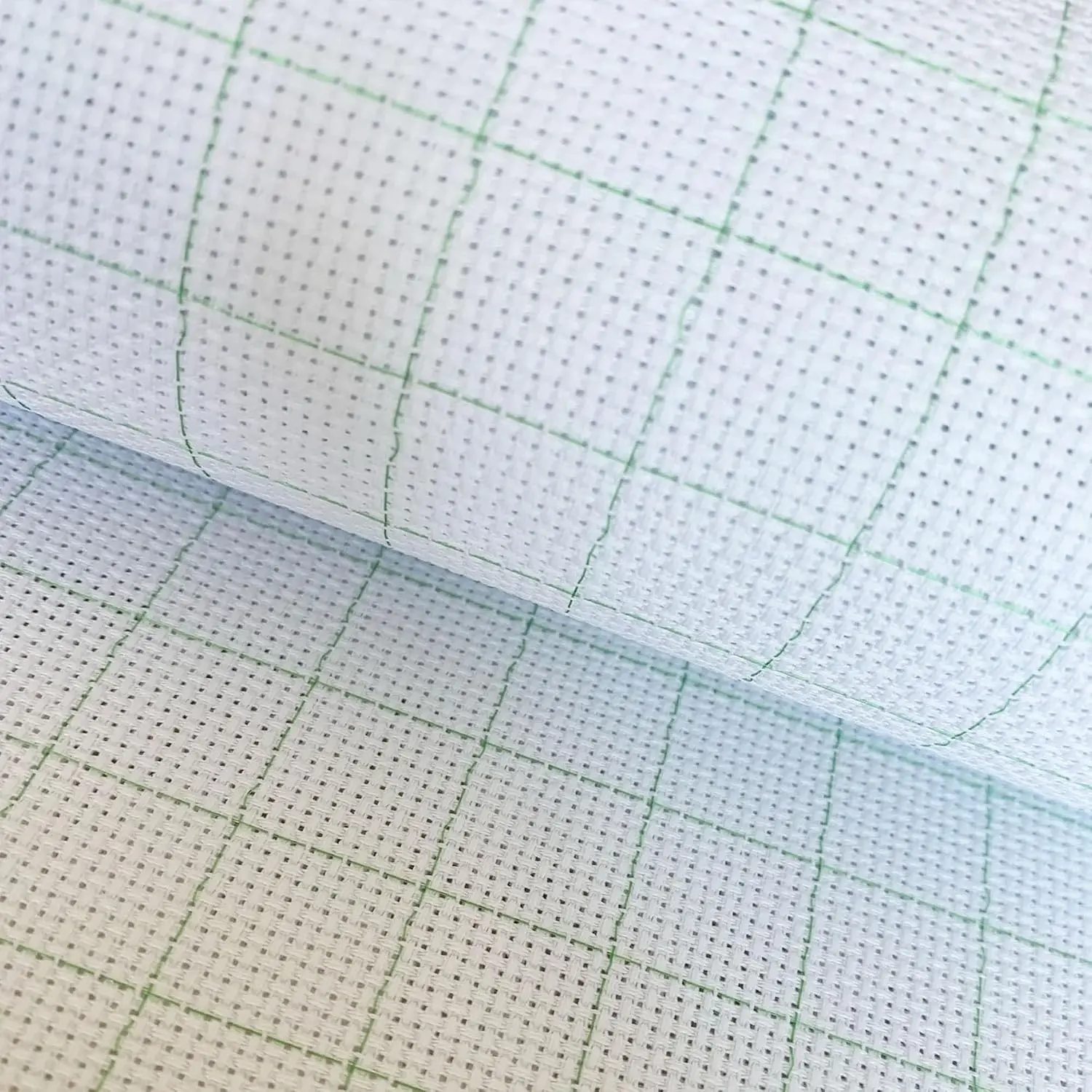 14CT Easy Count Thread Grid Aida Cloth Embroidery Cross Stitch Fabric, Green Grid, 29" W x 39" L
