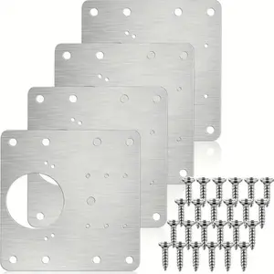 A set of 4 stainless steel hinge repair hard drives for kitchen and cabinet doors, hinge repair and replacement kit, Door Hardware