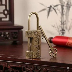 Antique Style Handcrafted Brass padlock: Vintage Decorative Locks for Jewelry Boxes, Display Cabinets, Suitcases, Furniture & wedding Decor, Collectible Home Gift.