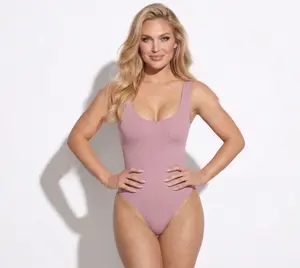 Snatched Active Sleeveless Low Cut Bodysuit by CALIFLO | Compression Thong