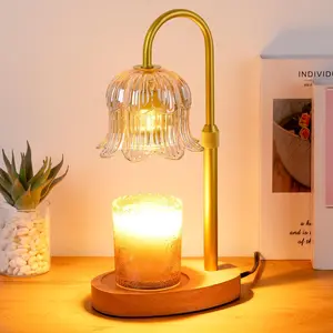 Candle Warmer Lamp Electric Timer Candles Warming Light Height Adjustable Dimmable Warmers Flower Lamps No Flame Heat Warm Melt Wax Jar Modern Home Decor Table Lights for Home Living Bedroom