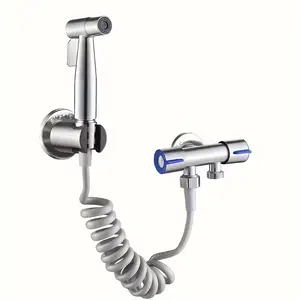Stainless Steel Toilet Companion Set, Includes Urinal Flush Valve, No-Drill Booster, Dual-Use Corner Valve, Women's Spray Gun, Durable, Easy Install