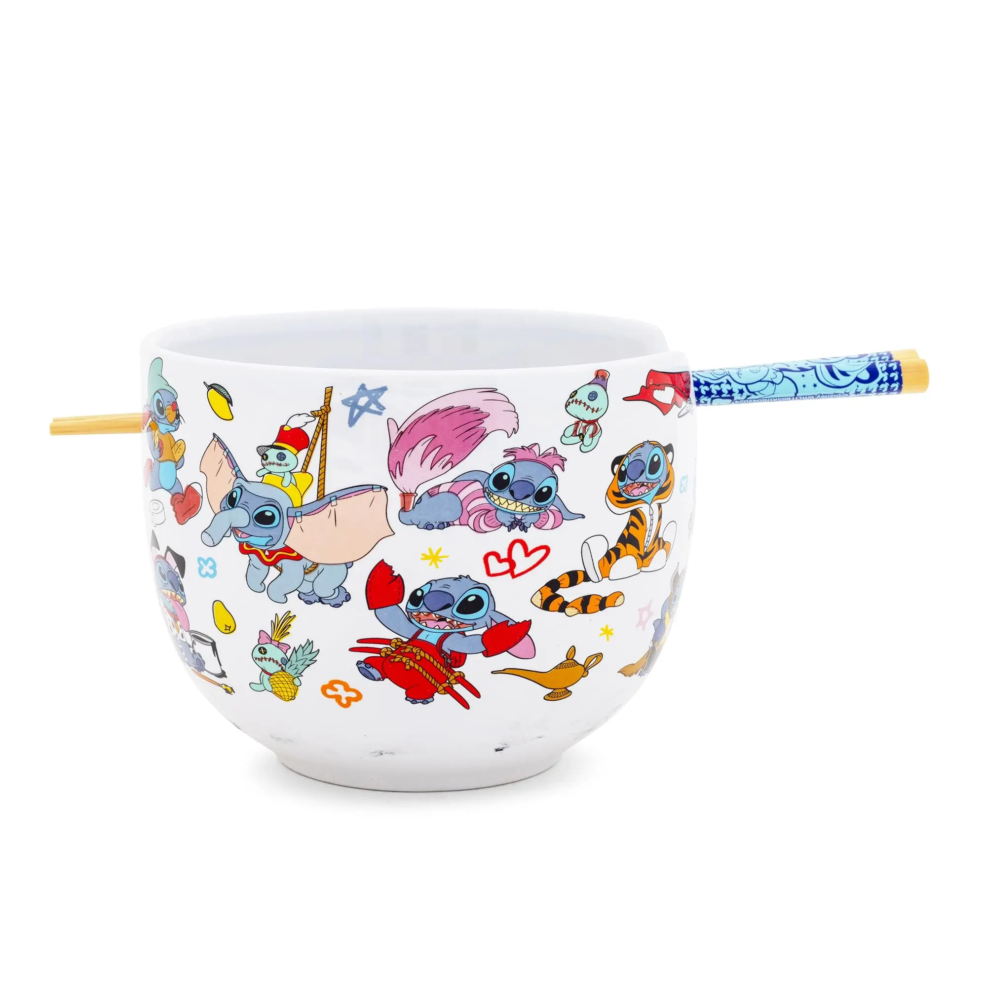 Disney Lilo & Stitch Themed Tableware Set, 20-oz Ceramic Ramen Bowl With Chopsticks
