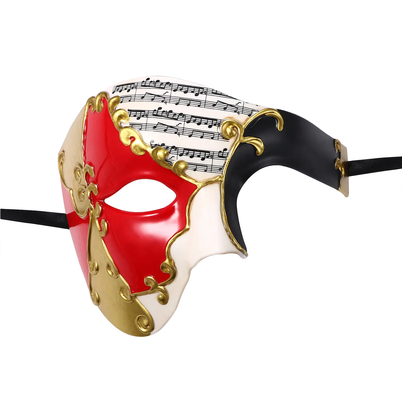 OIDEA Phantom Lightweight Plastic Half-Face Venetian Mask - Smooth, 6.89"x5.43", Opera Inspired, Stretchable, Adult Men's Carnival Party Prop, Holiday Accessory, 1 Size