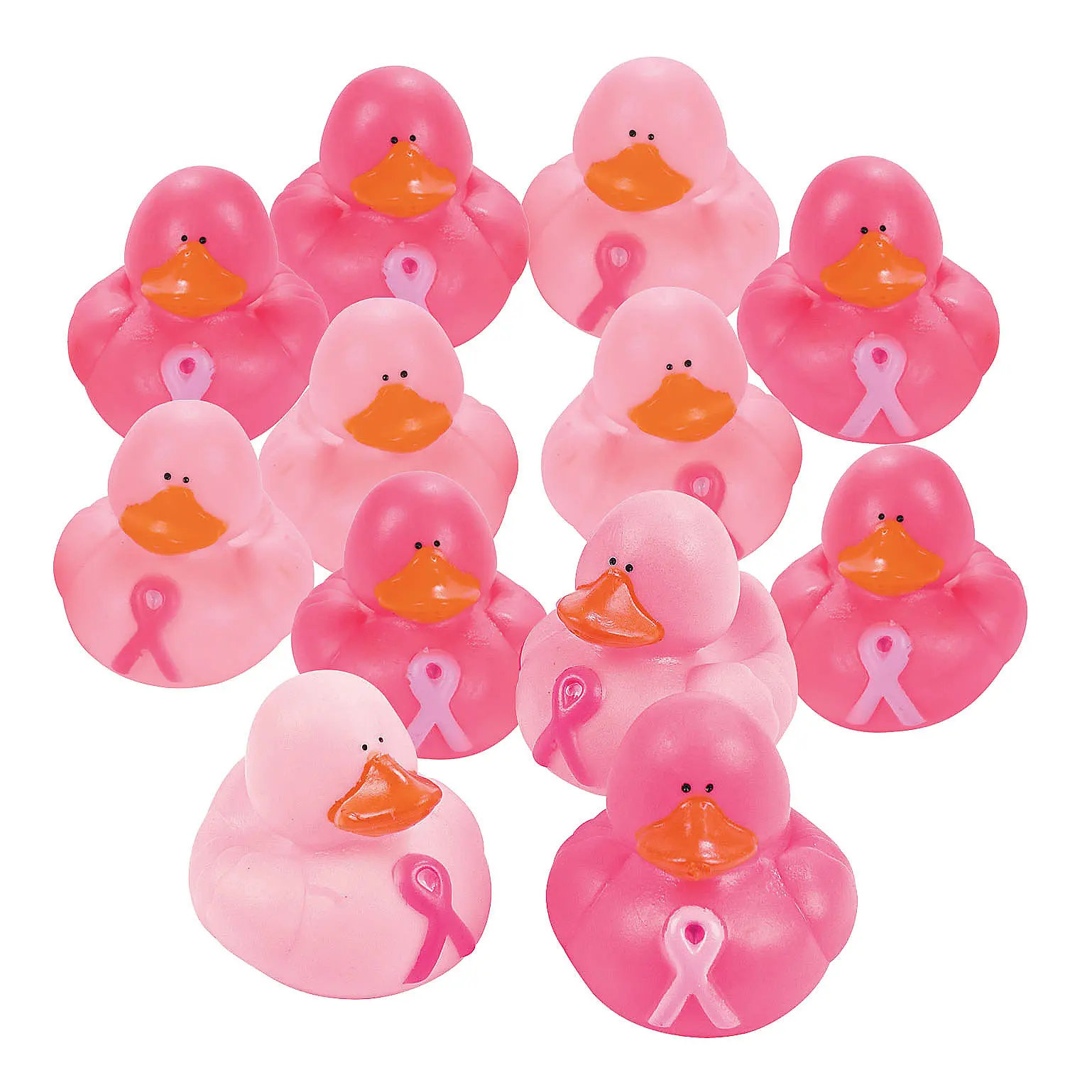 Oriental Trading Company (OTC) 2-in Pink Ribbon Breast Cancer Awareness Vinyl Rubber Ducks - 12-Pc Set, Party Decorations, Table Decor for Awareness Events, Giveaways for Kids & Adults