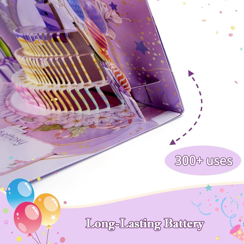 BREEZA Birthday Cards Fireworks Pop Up Cake Blowable Light and Music Happy Birthday CardGifts for Wife,Husband, Grandpa,Grandma,Daughter,Son Birthday Gift,Cake Fireworks LED Candle Lights,3D Birthday Card with Music and Colorful Lights