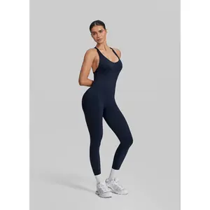 Form-Fitting Full Length Crossback Built-in Bra Sweat-Wicking Bodysuit | Gym Girl Collection | Breathable, Womenswear