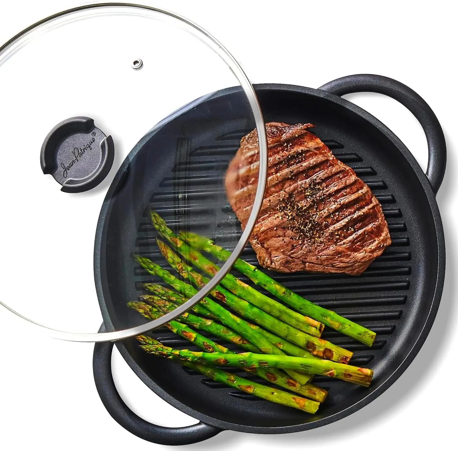 The Whatever Pan Cast Aluminum Griddle Pan for Stove Top - Lighter than Cast Iron Skillet Pancake Griddle with Lid - Nonstick Stove Top Grill 10.6" Diameter
