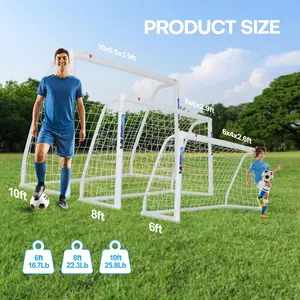 Soccer Goal for Backyard 10*6.5, 8*6 and 6*4 FT Soccer Goals Weatherproof and Portable HPVC Soccer Goal with Soccer Target Net and Carry Bag for Kids and Adults Outdoor's Practice Training