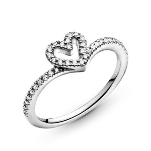 Pandora Sparkling Wishbone Heart Ring