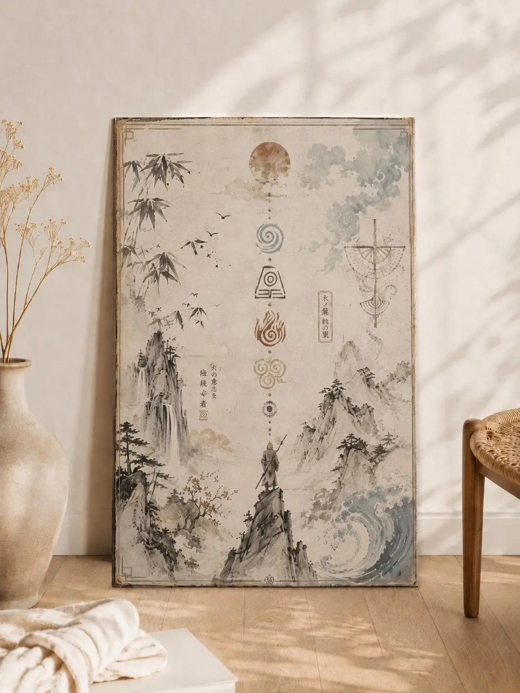 [No Frame] Avatar The Last Airbender Inspired Poster – Aang and Appa Minimalist Anime Wall Art
