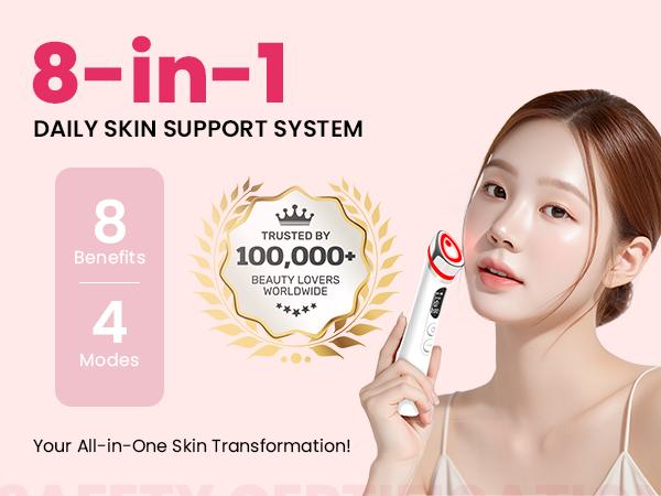 8-in-1 Face Lift Device – LED Light Therapy, Skin Tightening & Anti-Aging Facial Massager