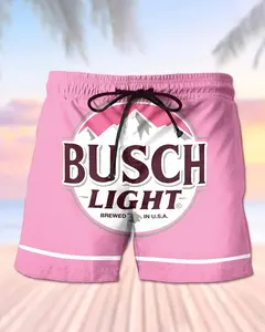 B.u.s.c.h L.i.g.h.t Inspired Vacation Beach Shorts – Funny Beer Lover Casual Drinking Print Swim Trunks for Men, Tropical Quick Dry Summer Pool Party Outfit