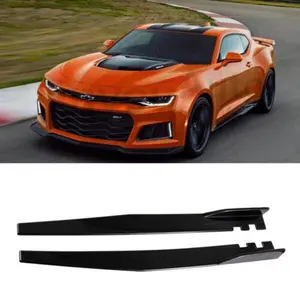 46" Glossy black For 10-15 Chevy Camaro Side Skirts Extension Splitter LT LS SS
