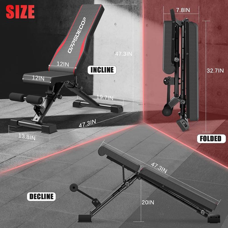 【TikTokShopBlackFriday】OPPSDECOR 900LBS Adjustable Weight Bench for Full Body Workout,Incline Decline Flat Utility Workout Bench with Quick Folding& Fast Adjustment,Perfect Gift for Day, Father's Day, Christmas 【TikTokShopBlackFriday】OPPSDECOR 900LBS Adjustable Weight Bench for Full Body Workout,Incline Decline Flat Utility Workout Bench with Quick Folding& Fast Adjustment,Perfect Gift for Day, Father's Day, Christmas
