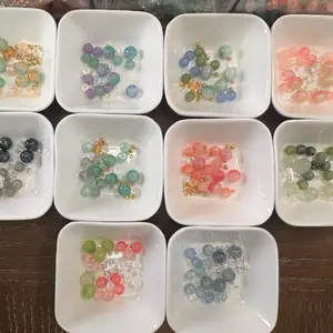 DIY Glass Bead 10 Bracelet Kit with Stretchy String Cord and 10 8 mm Round Beads for Crafting Jewelry